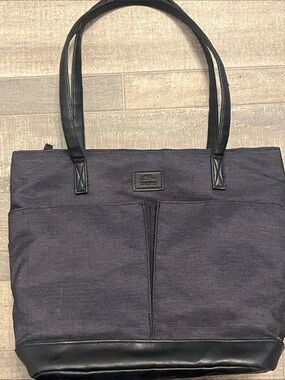 Roots Black Canvas Shoulder Insulated Lunch BagTote with Black Trim